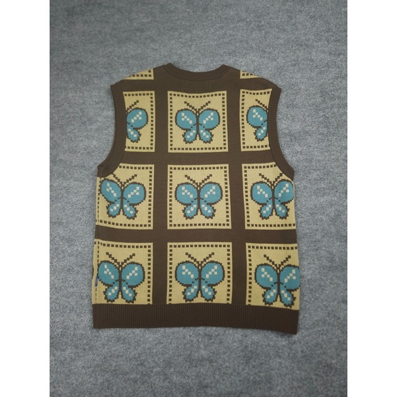 AWAKE NY Sweater Vest Adult Medium Knit Butterfly AOP Unisex Cotton Blend - Picture 4 of 10
